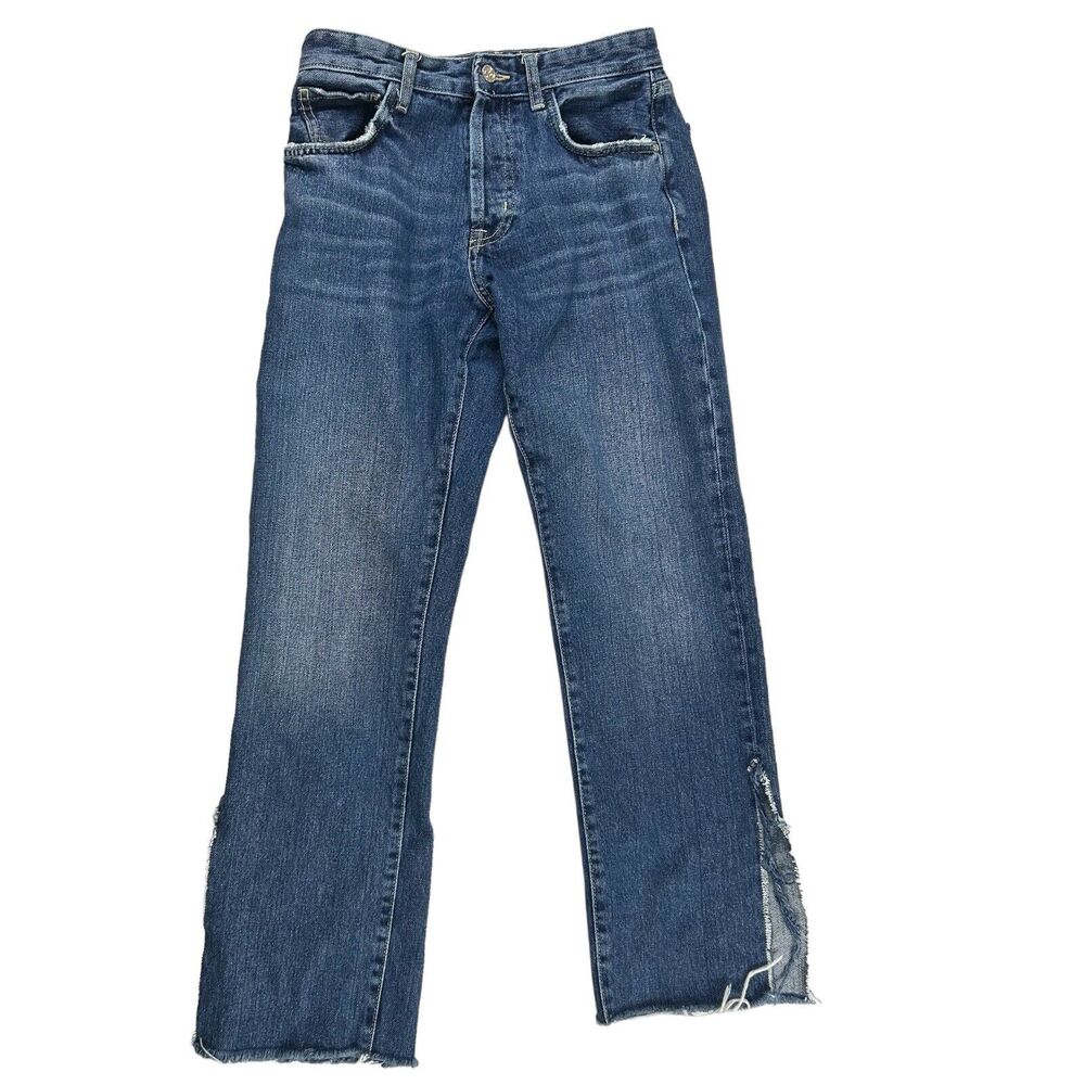 Zara TRF Trafaluc Authentic Denim Button Fly Jeans Dark Wash Sz 4 Straight Leg